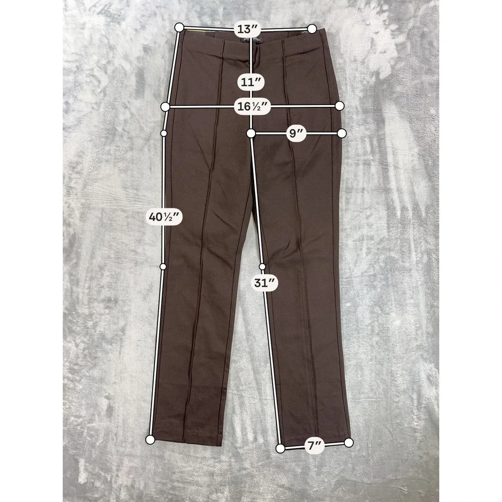 New Banana Republic Ponte Pants Womens Size S Brown Pintuck Slim Leg Pants